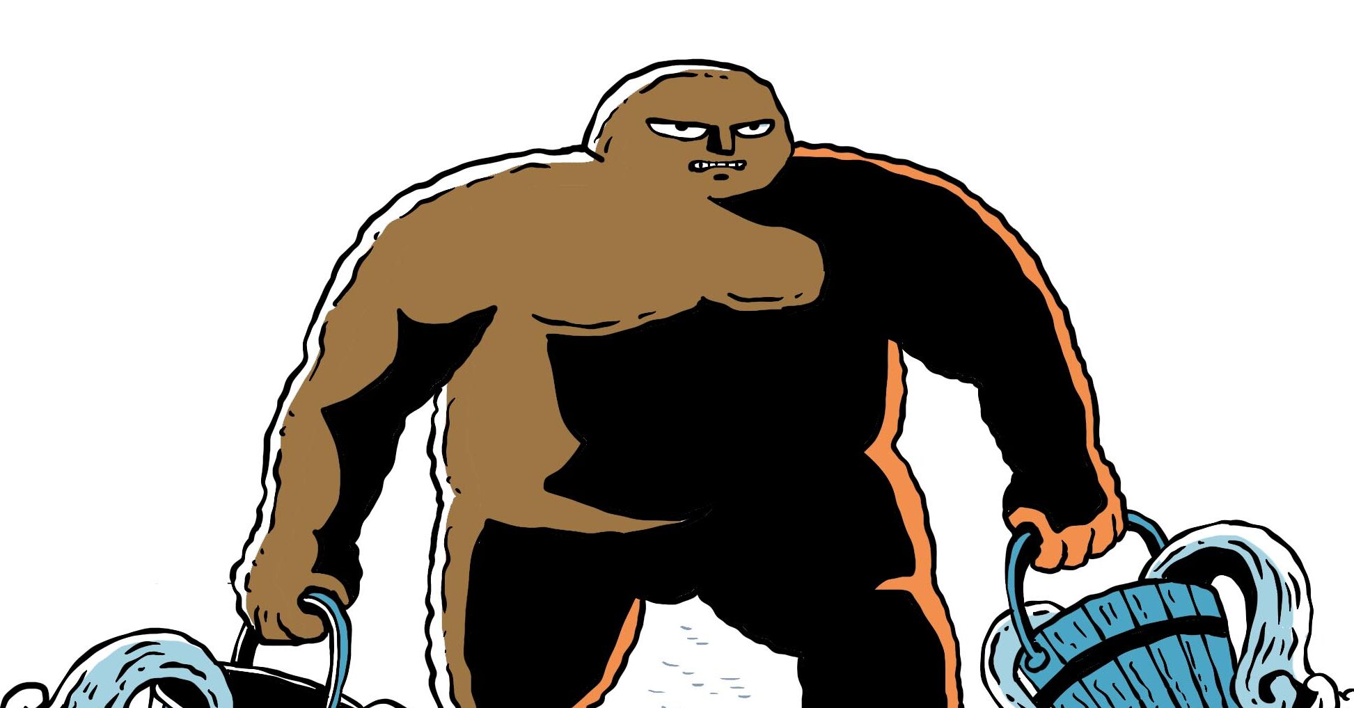 Illustrated figure of the Golem in Prague's old streets